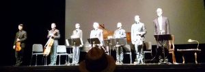 From Left to Right: Daniel Ching (violin), Joshua Gindele (cello), Yevgeny Yontov (piano), David Shifrin (clarinet), John Largess (viola), William Fedkenheuer (violin), Jack Gilpin (actor) 