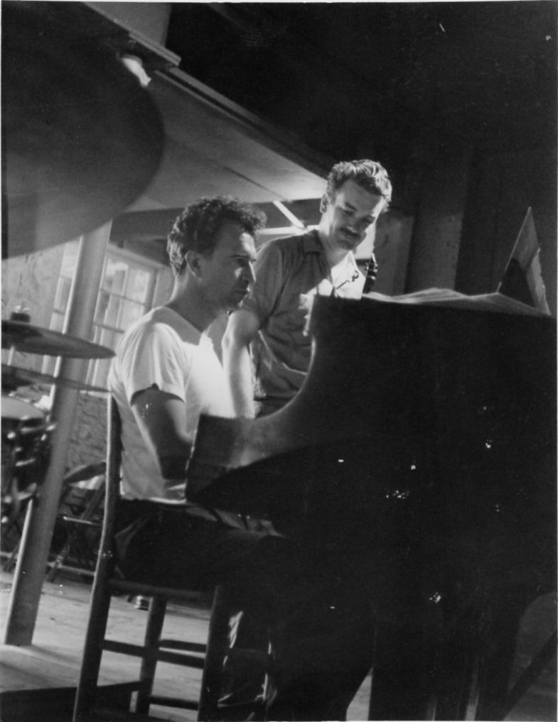 Dave Brubeck and Bill Smith in 1959, preparing to record The Riddle at Tanglewood