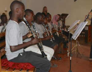 New clarinet students performing in concert