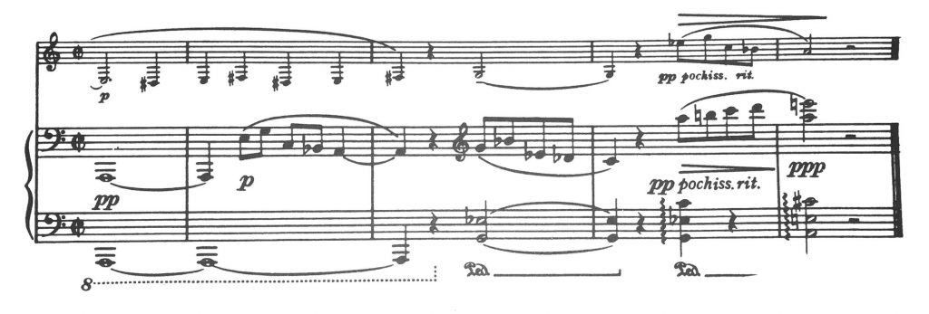Example 2: Bernstein Sonata, Mvt. 1, last five bars