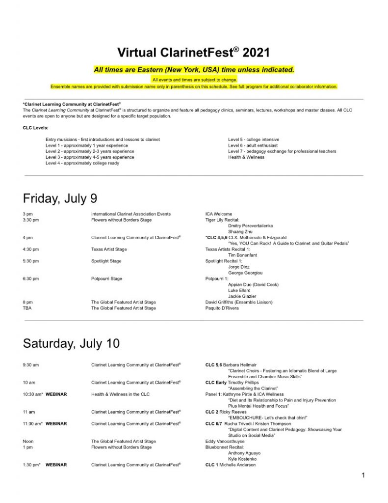 2021 Virtual Schedule Overview International