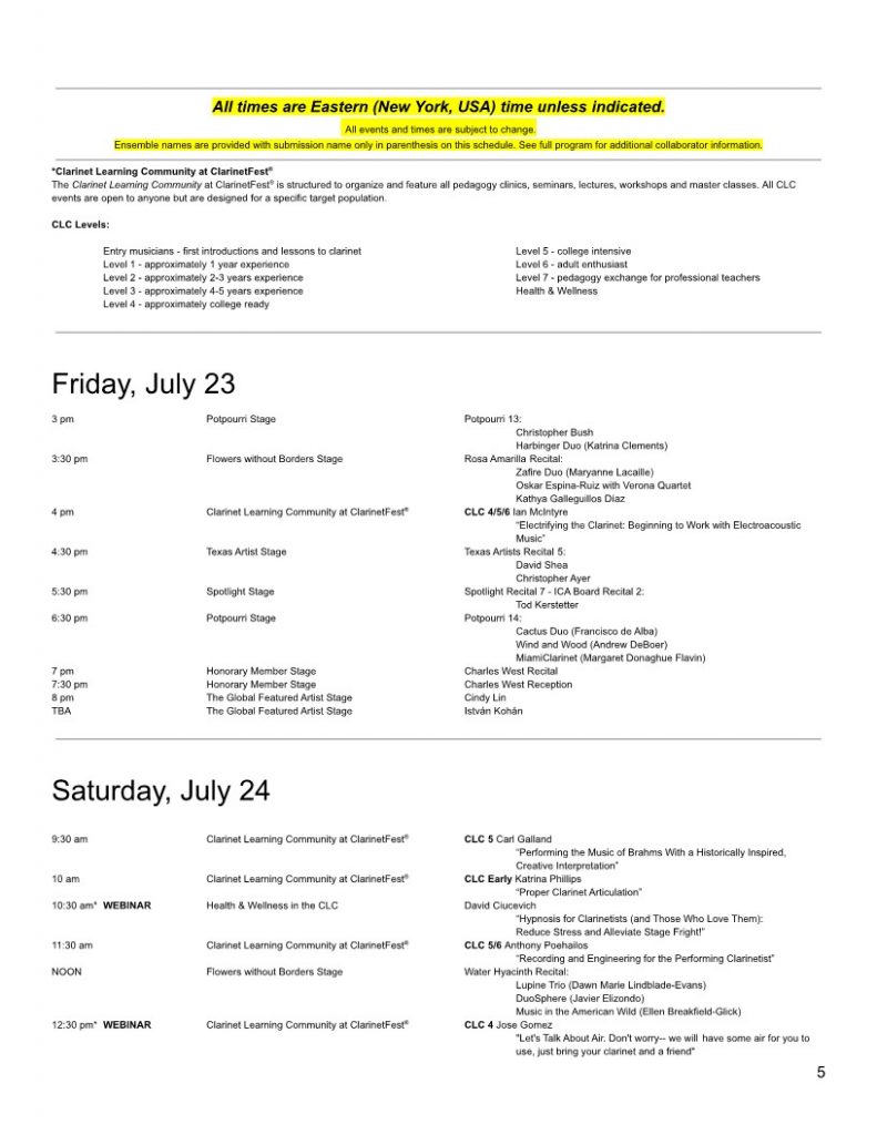 2021 Virtual Schedule Overview International